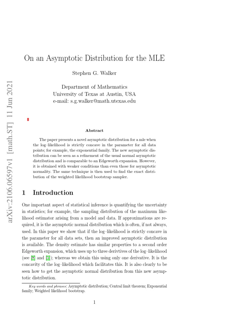 On An Asymptotic Distribution For The MLE PDF Bootstrapping