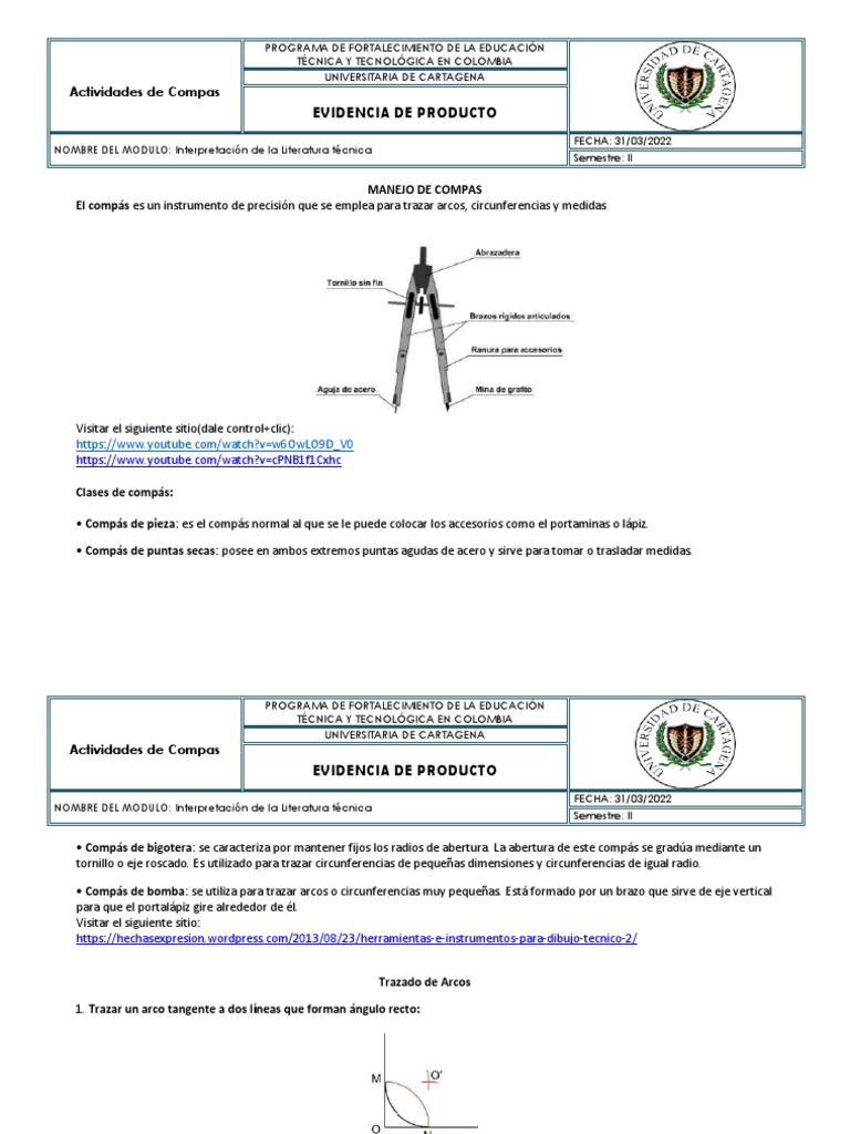 Actividades Prácticas con Compás | PDF | Geometría | Herramientas