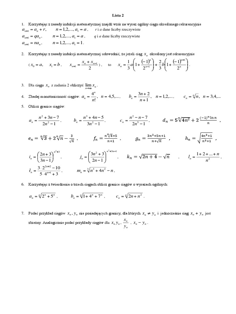 Lista 2 Ciagi Pdf