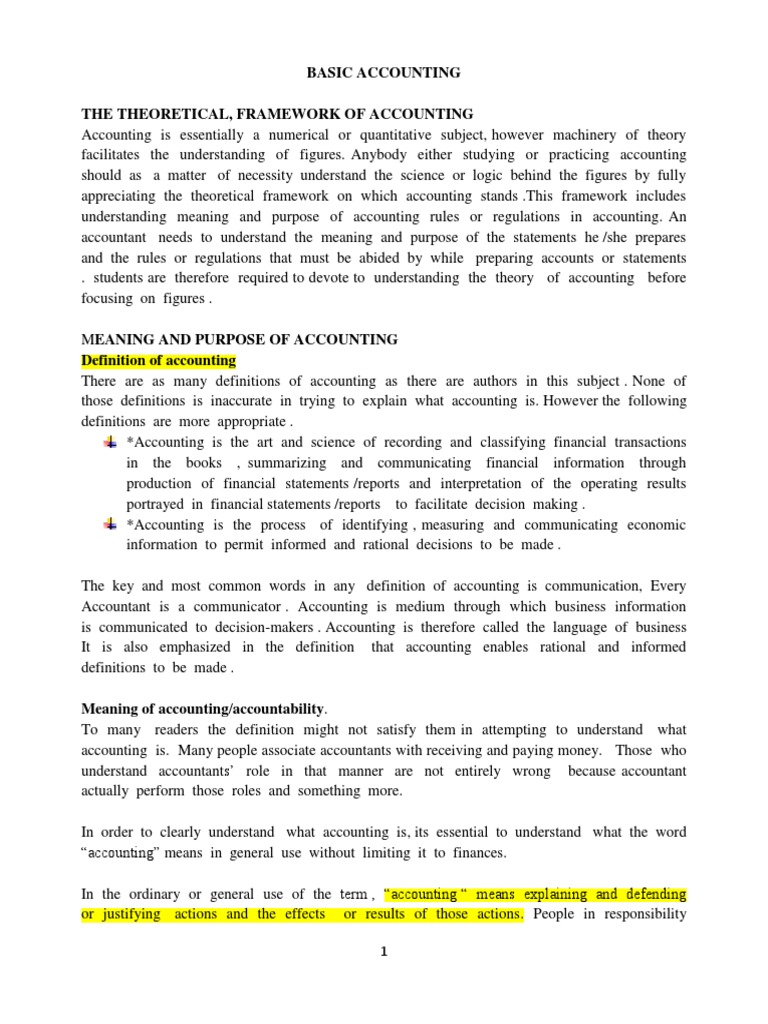 Accounting Notes PDF Equity (Finance) Historical Cost