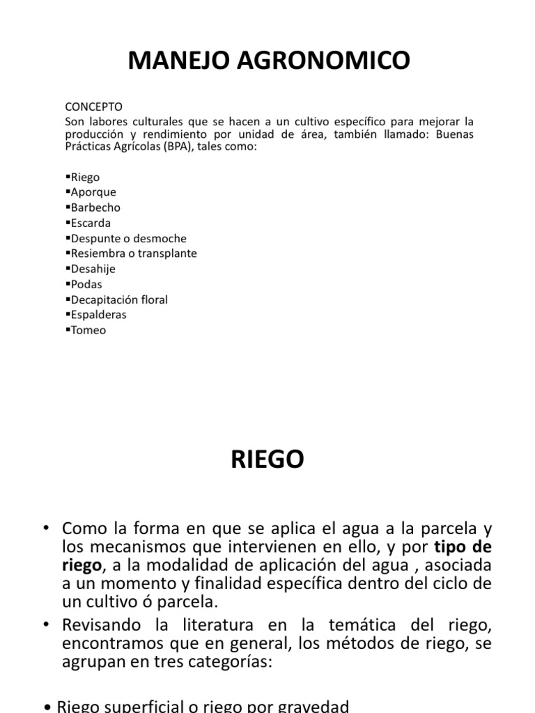 Manejo Agronómico: Definición y Ejemplos | PDF