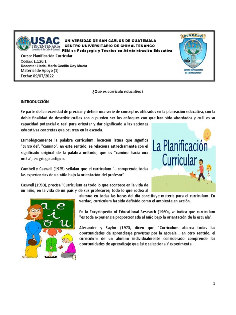 Definición y Elementos del Currículo Educativo | PDF | Plan de estudios ...
