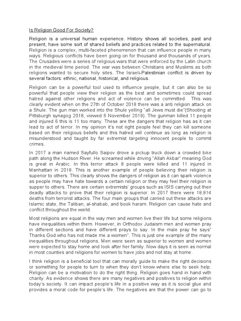 Is Religion Good For Society PDF Prayer Supernatural