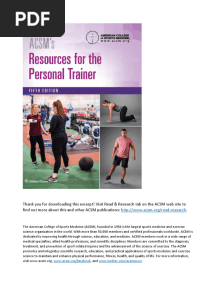 Acsm Resources For The Personal Trainer PDF
