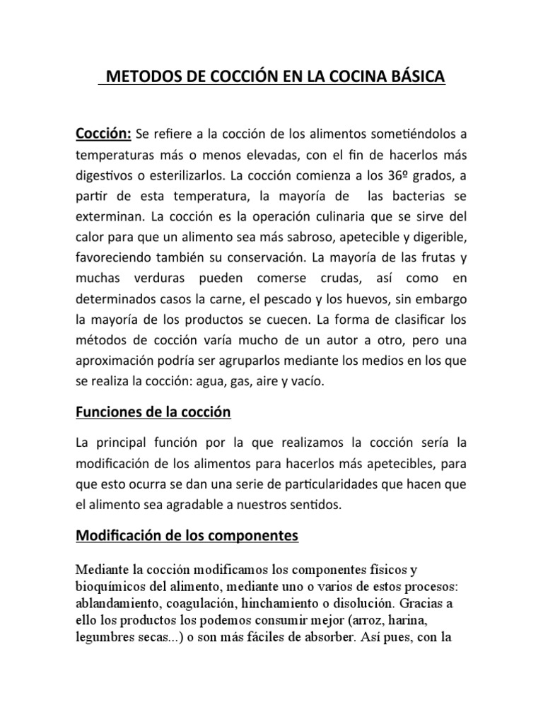 Metodos de Coccion 2 | PDF | Cocinando | Comida y bebida