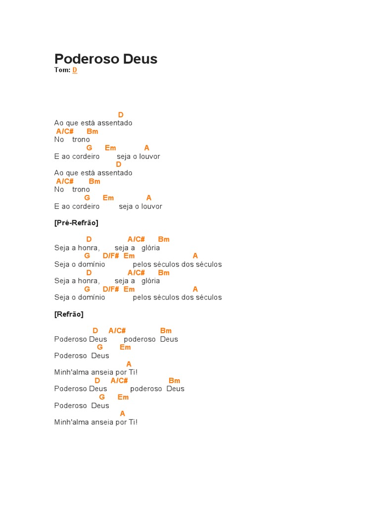 Poderoso Deus Cifra Pronta PDF