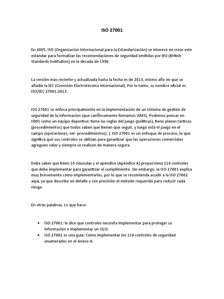ISO 27001: Gestión de Seguridad de la Información | PDF | Seguridad de ...
