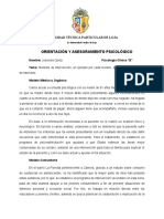 Modelos de intervención psicológica: ejemplos del modelo médico, comunitario, psicodinámico, fenomenológico, sistémico y cognitivo-conductual