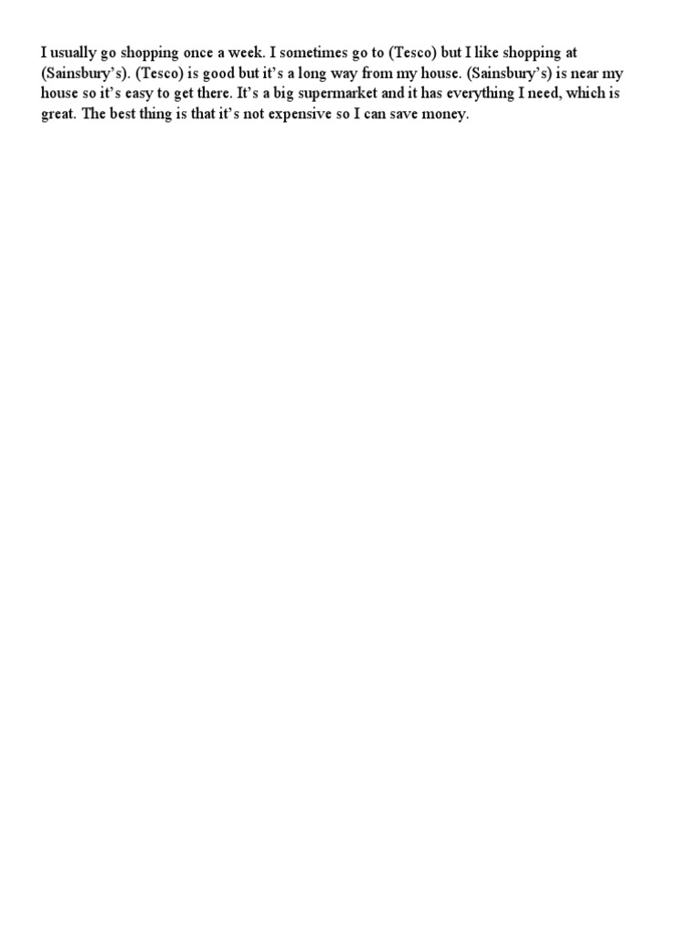 I Usually Go Shopping Once A Week | PDF