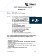 Acta de La Sesión Del Comité de Coordinación para La Operación Del Sistema Eléctrico Ecuatoriano No. COCSE 05 - 20