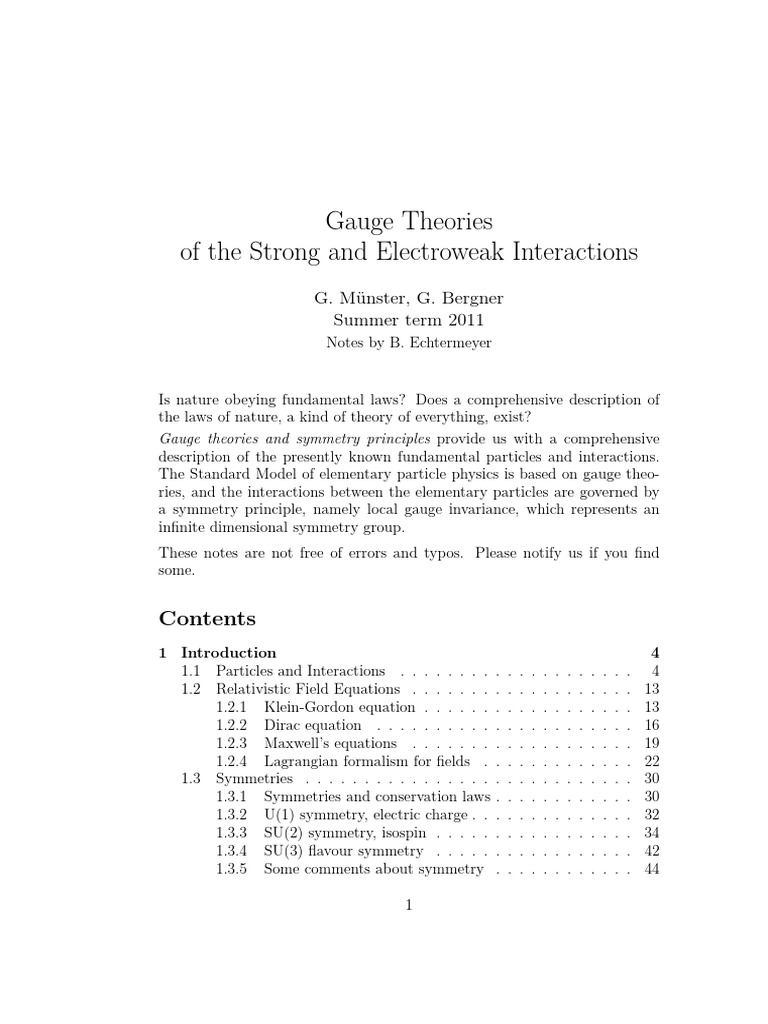 Gauge Theories PDF Quark Standard Model