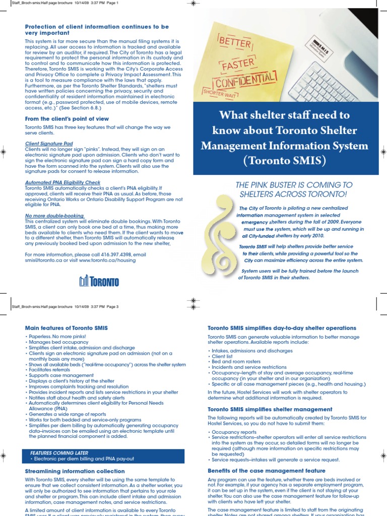 Staff Brochure Shelter Management Information System - SMIS Toronto ...