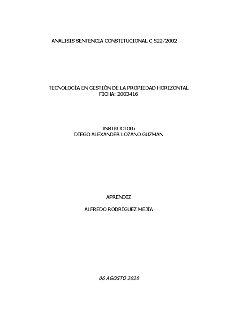Analisis Sentencia C-522-02 Corte Constitucional | PDF | Democracia