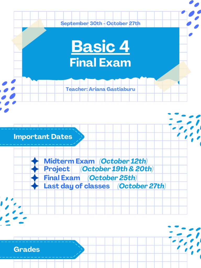 Basic 4 Final Exam Schedule and Details | PDF | Subject (Grammar ...