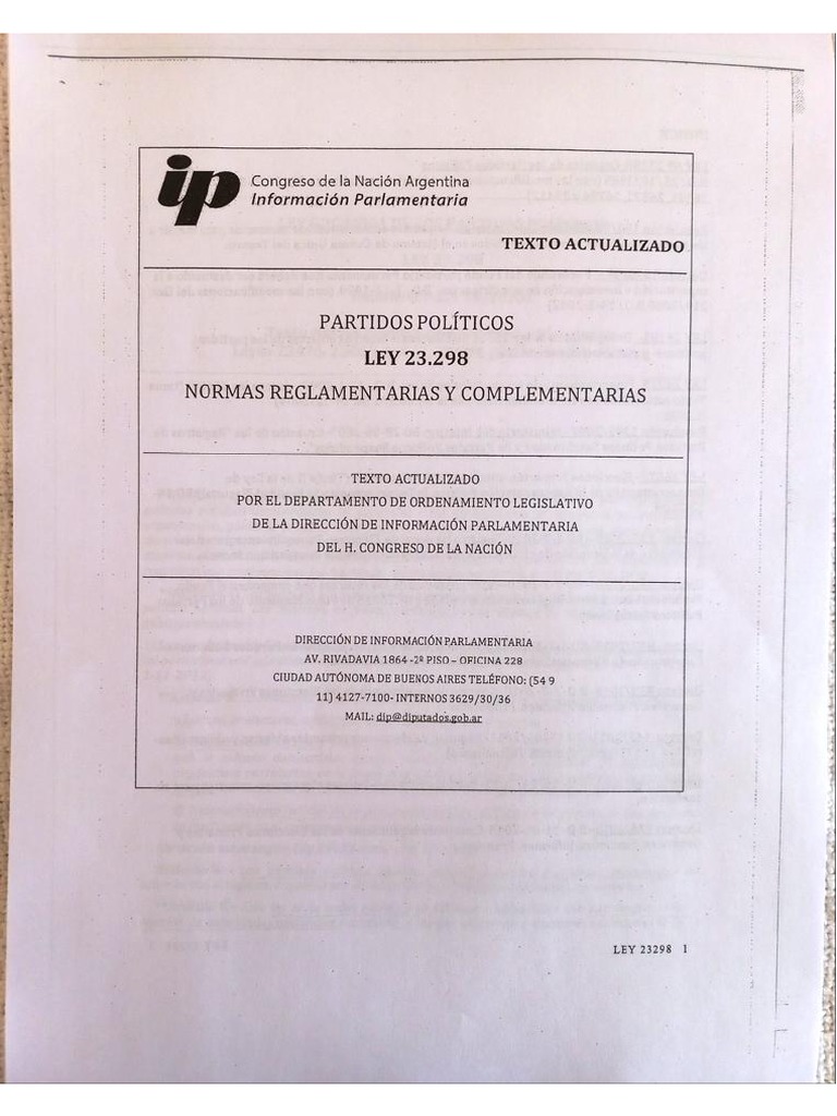 Ley de Partidos Politicos PDF
