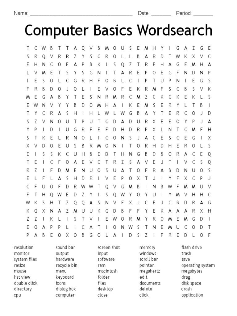 Computer Basics Wordsearch 3e824 6162f709 | PDF | Computer Science ...