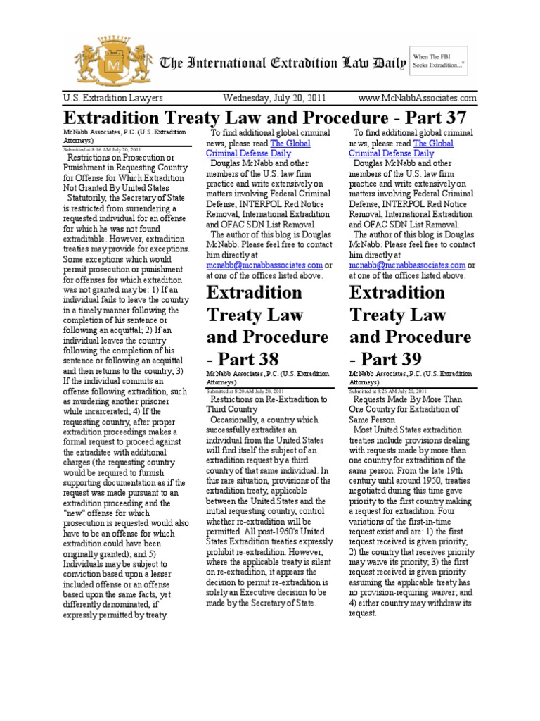 U.S. Extradition Treaty Procedures Explained | PDF | Extradition ...