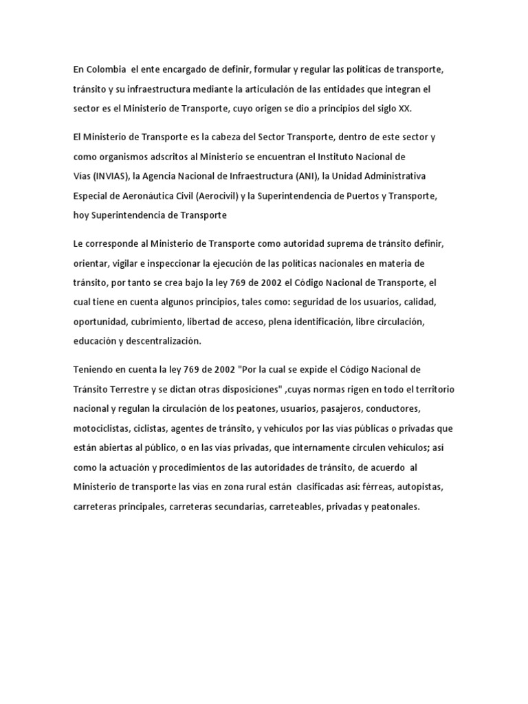 Políticas de Transporte en Colombia | PDF | Transporte | Calle