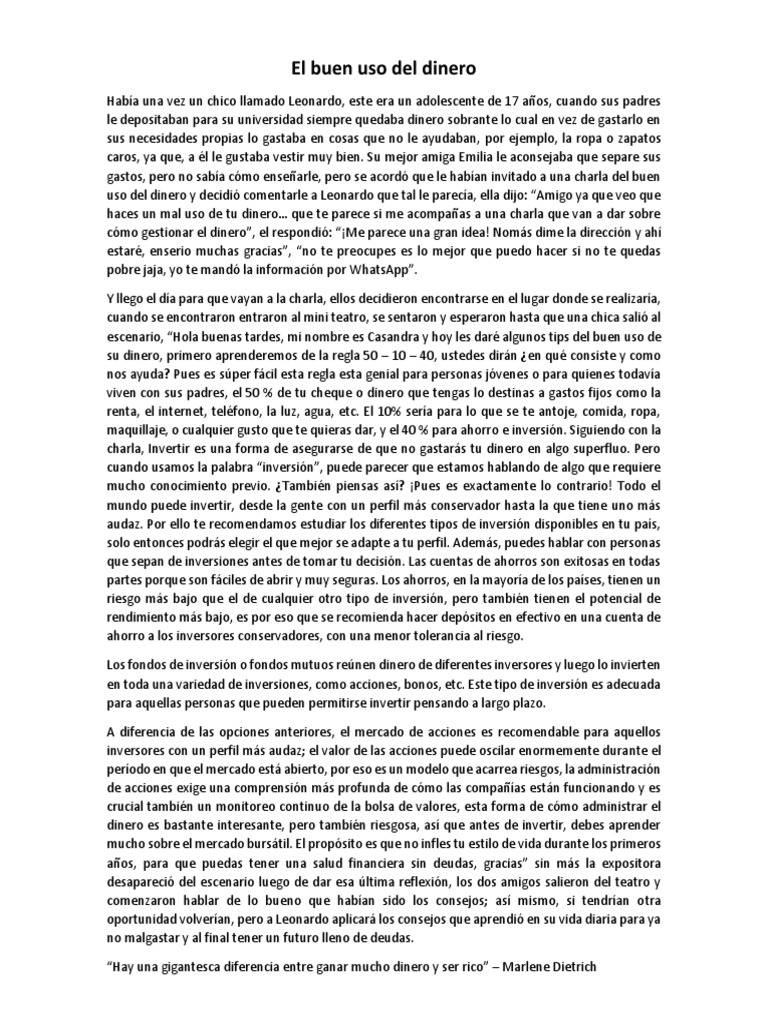 El Buen Uso Del Dinero | PDF | Fondo de inversión