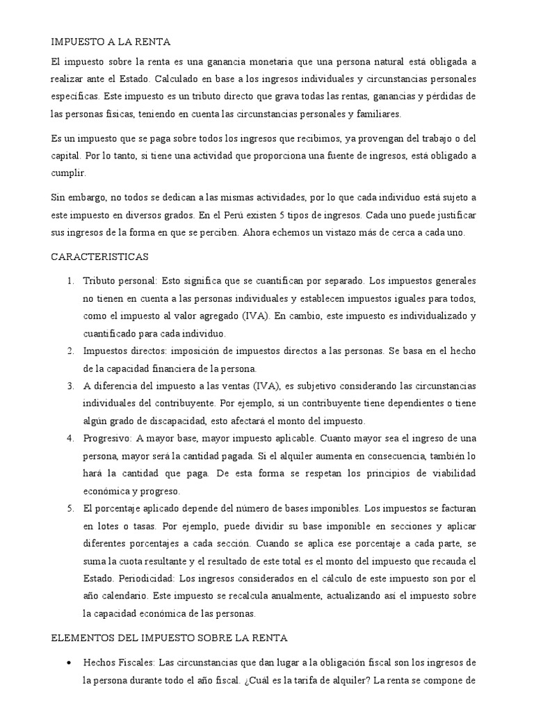 Qué es el impuesto a la renta | PDF | Impuestos | Impuesto sobre la renta
