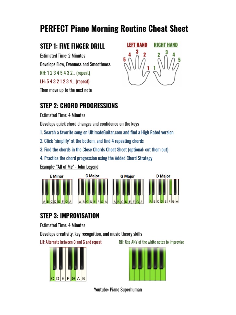 A Morning Routine to Develop Piano Skills Through Finger Drills, Chord ...