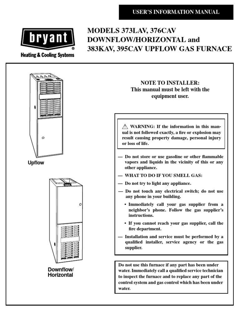 Furnace Bryant Plus 80 Users Manual Furnace Thermostat