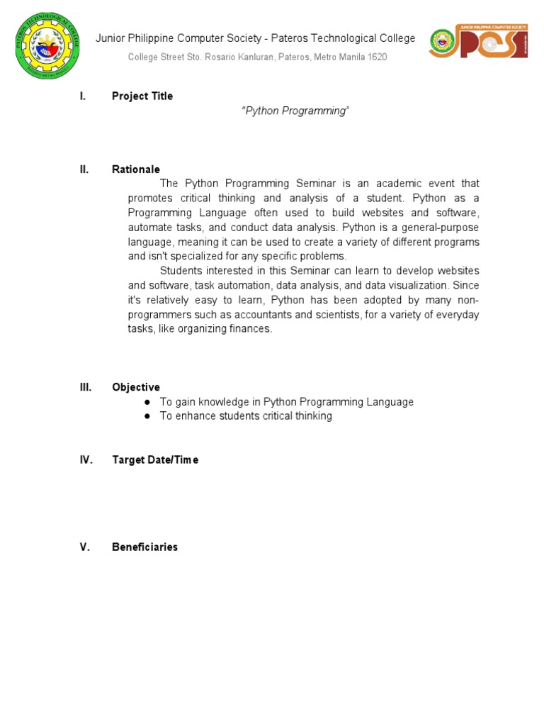 Python Project Proposal | PDF