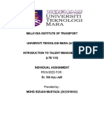 Talent Management Individual Assignment UiTM Malaysia Institute of Transport