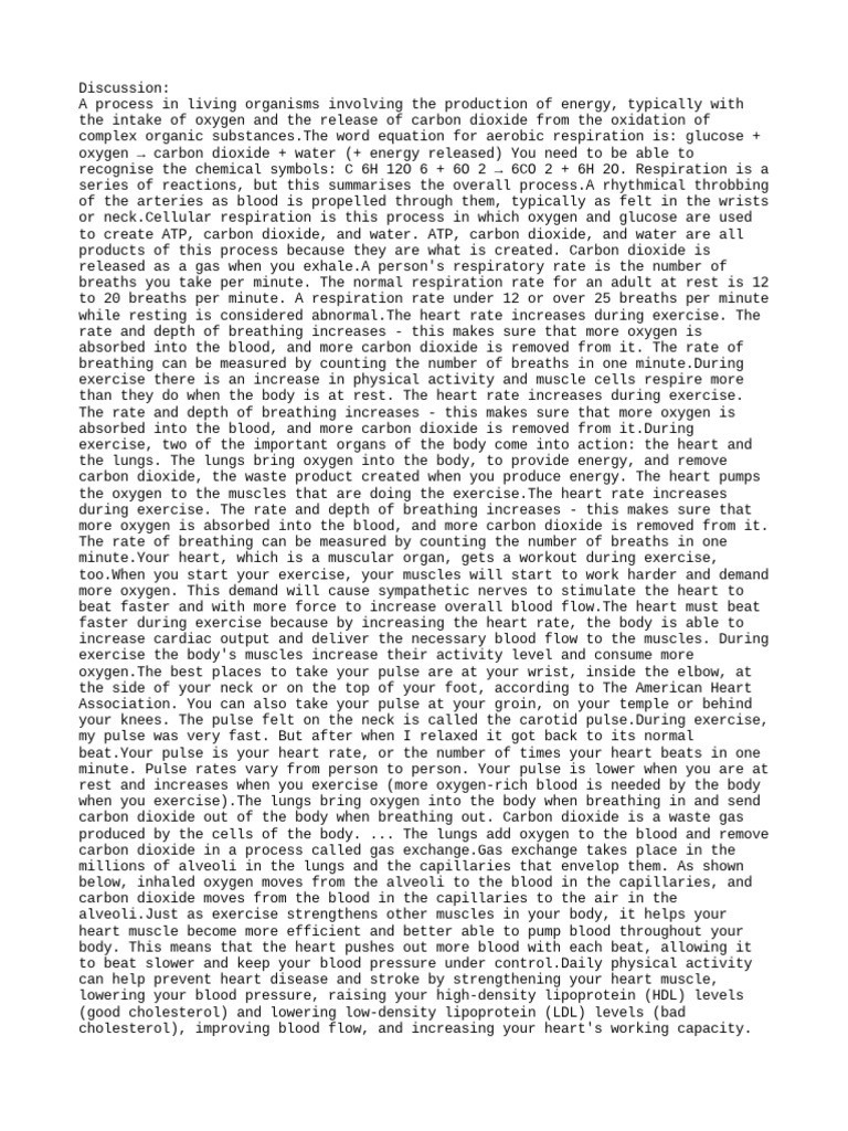 Integrated Science Lab#2 | PDF | Breathing | Heart