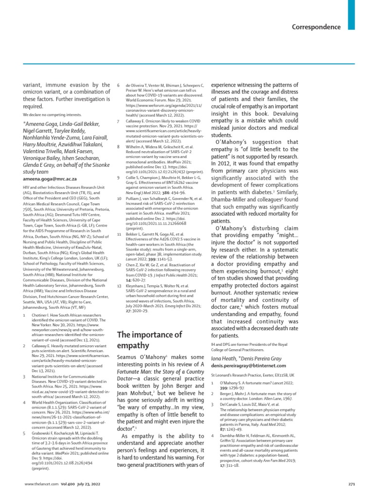 The Importance of Empathy Article | PDF | Empathy | Primary Care
