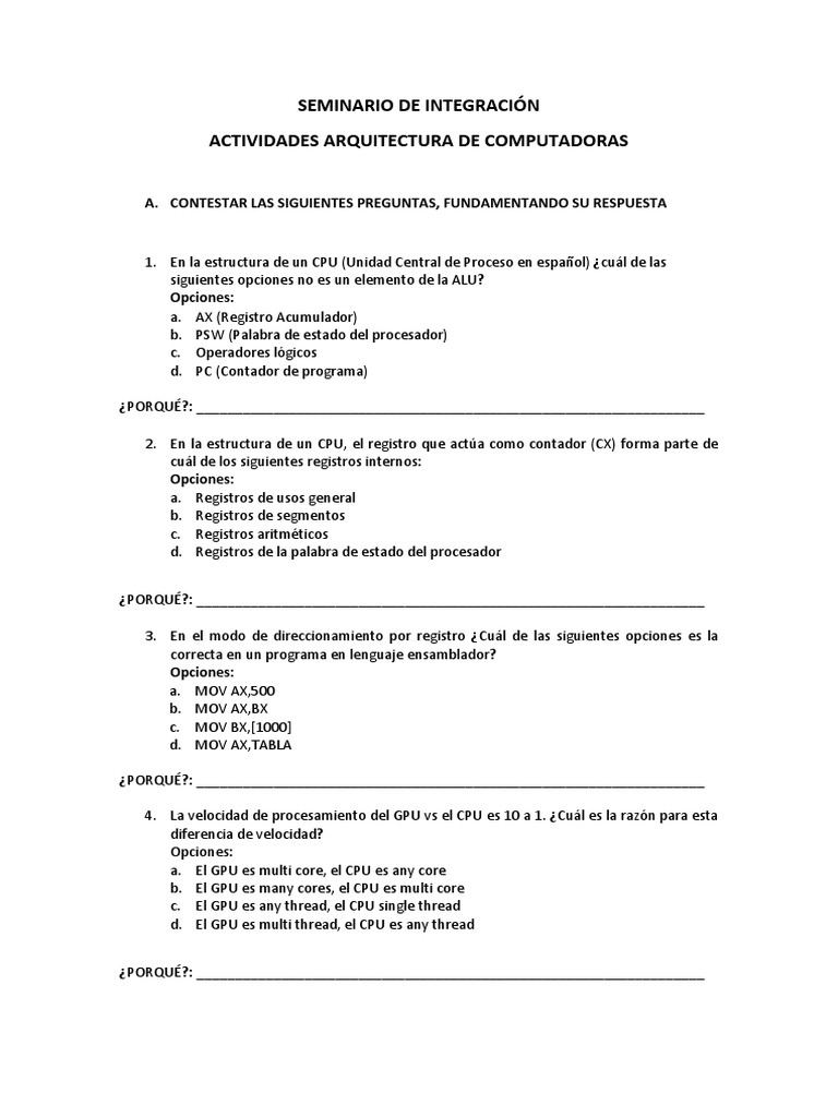 Tipos de CPU y Contador de Programa | PDF | Unidad Central de ...