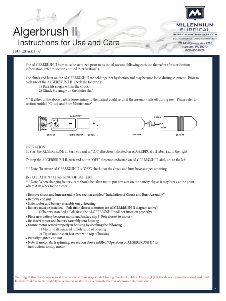 Alger Brush II IFU PDF Sterilization (Microbiology) Corrosion