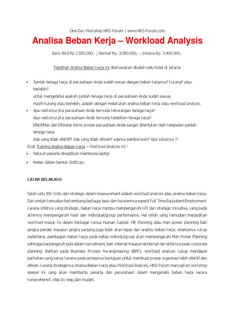 Workload Analysis - HRD Forum | PDF | Karier & Perkembangan ...