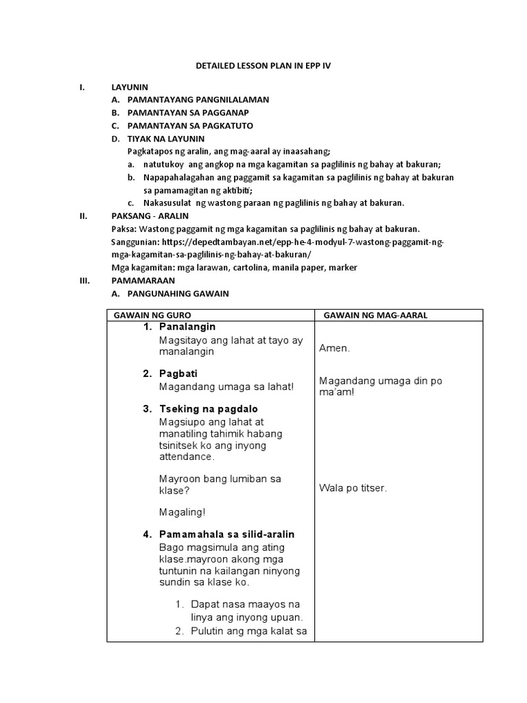 Deteailed Lesson Plan in Epp Iv Anajoy Sisi | PDF