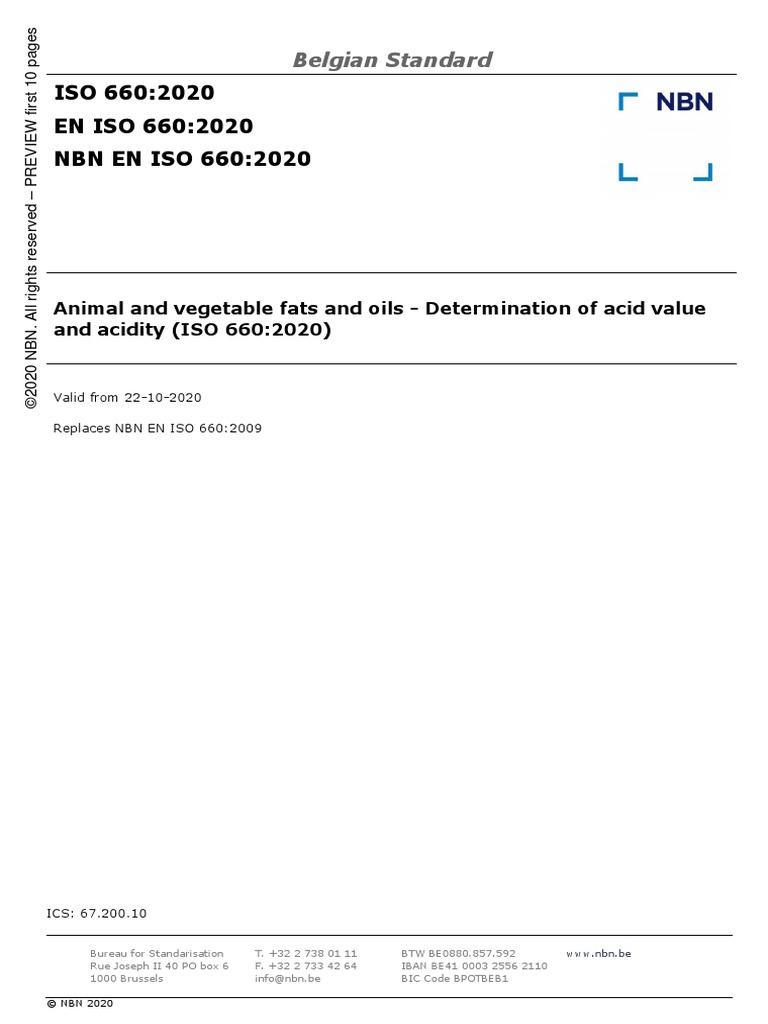 Belgian Standard ISO 660 - 2020 EN ISO 660 - 2020 NBN EN ISO 660 - 2020 ...