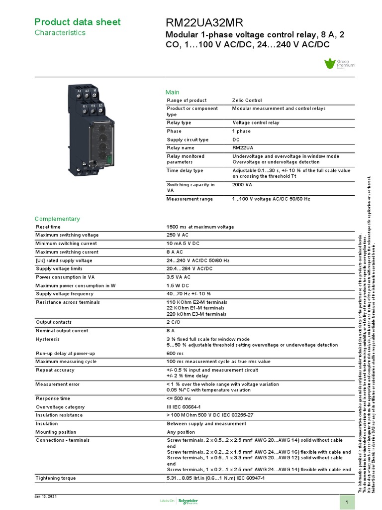 Zelio Control RM22UA32MR Download Free PDF Relay Alternating Current