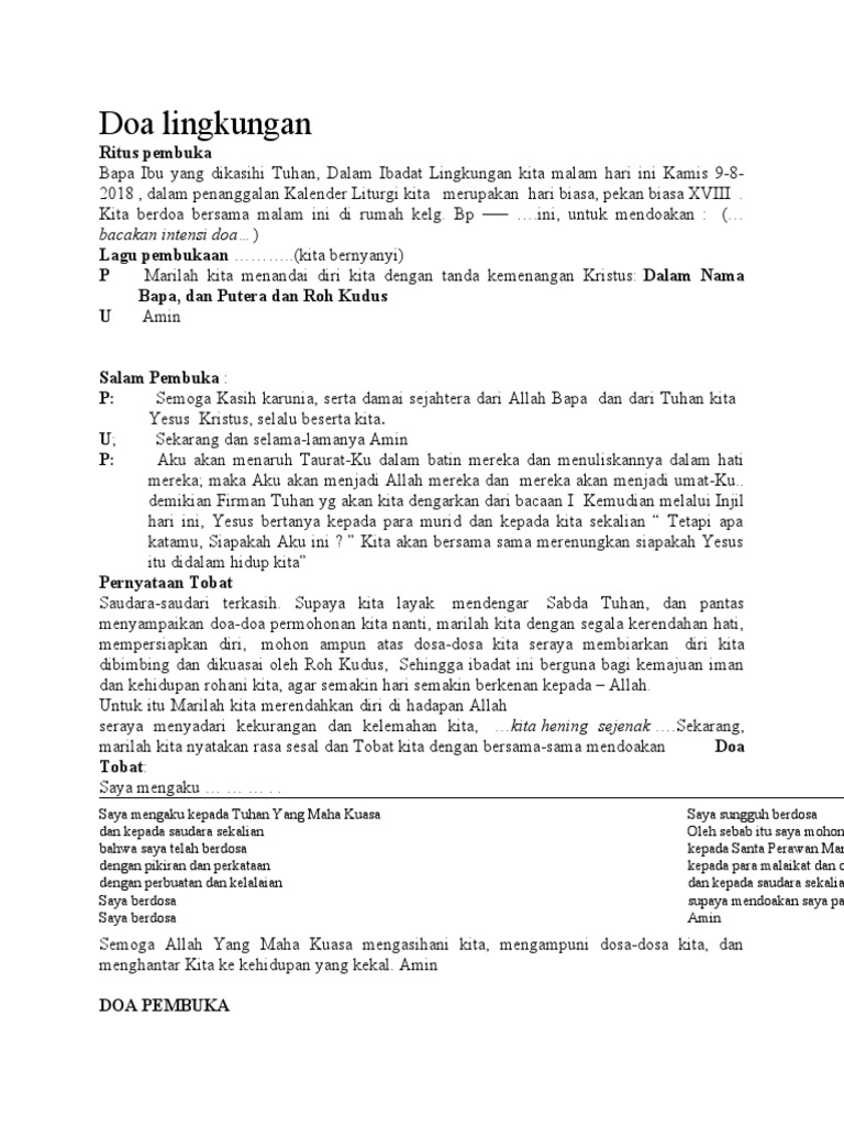 Doa Lingkungan | PDF