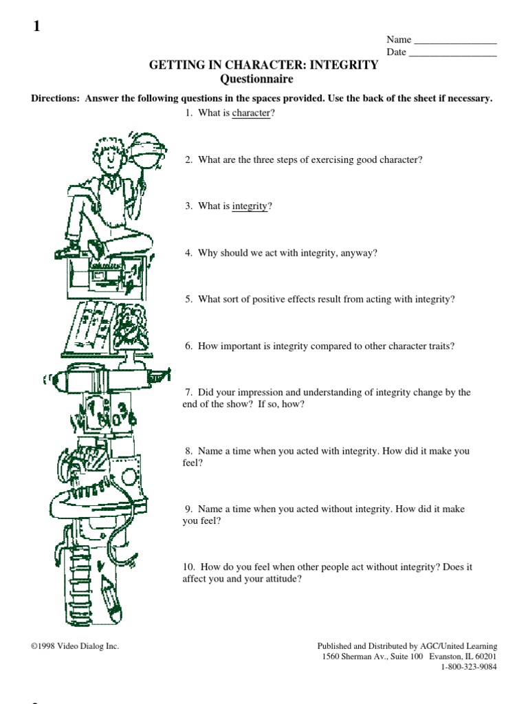 Integrity Worksheet | PDF for Free Printable Honesty Worksheets Pdf