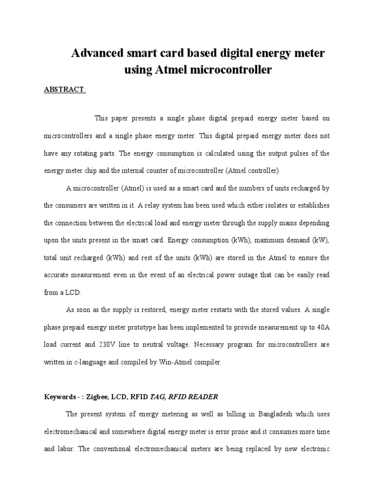 Smart Card Digital Energy Meter Design | PDF | Power Supply | Rectifier
