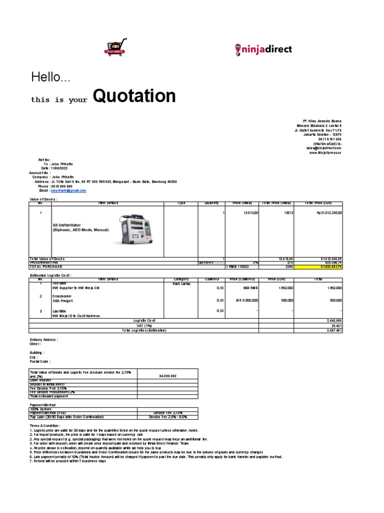 Quotation BFY Joko 110822 | PDF | Payments | Prices