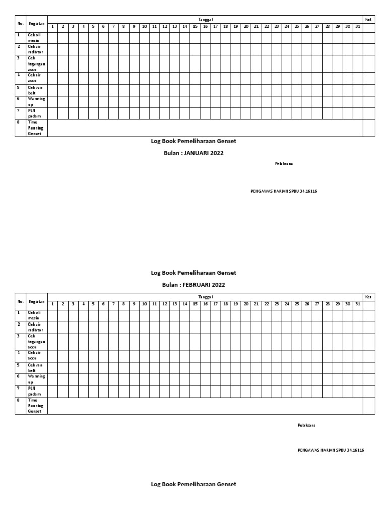 Log Book Genset PDF