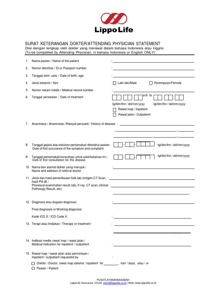 Surat Keterangan Dokter untuk APS | PDF