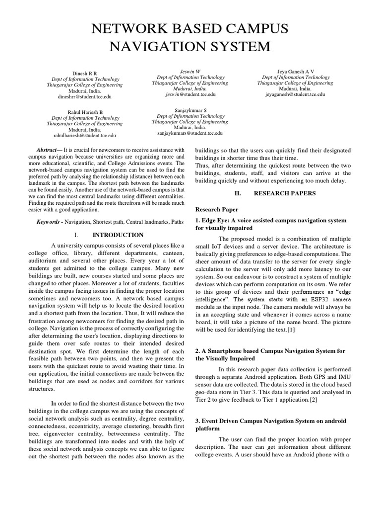 Network Based Campus Navigation System PDF Augmented Reality