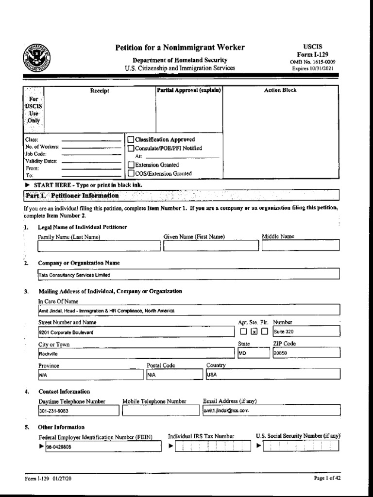 H1B Petition - 1 - Compressed | PDF
