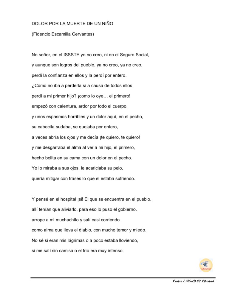 Poemas sobre el dolor por la muerte de un hijo | PDF | Religión y ...