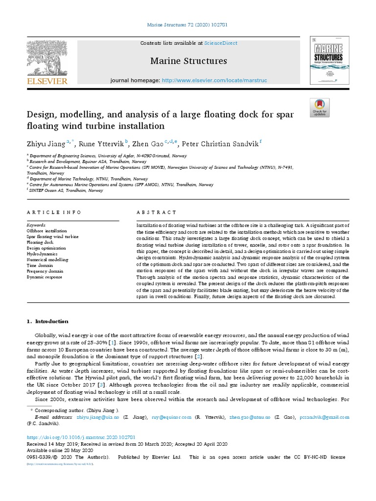Design Modelling and Analysis of A Large Floating | PDF | Offshore Wind ...