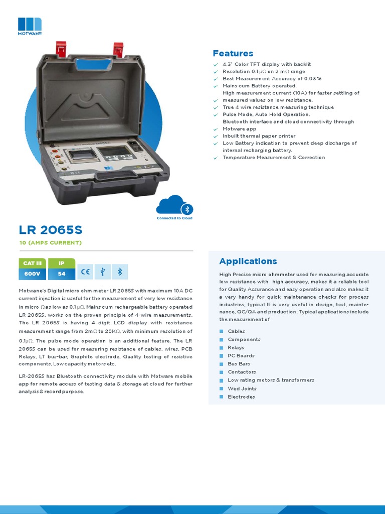 Technical Specifications and Applications of the Motwane LR 2065S ...