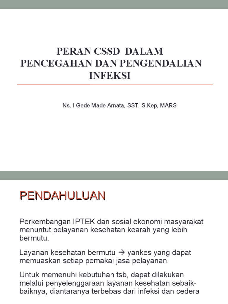Peran CSSD dalam Pengendalian Infeksi | PDF