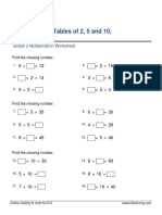 Grade 2 Multiplication Table 2 5 10 Missing Factor C