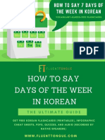 Days of The Week in Korean PDF Final